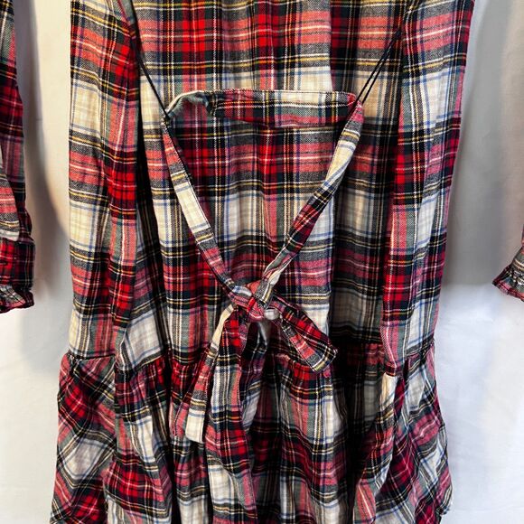 GAP Christmas Plaid Drop Waist Ruffled Trim Dress GIRLS XSP Flannel Cotton - Picture 7 of 10